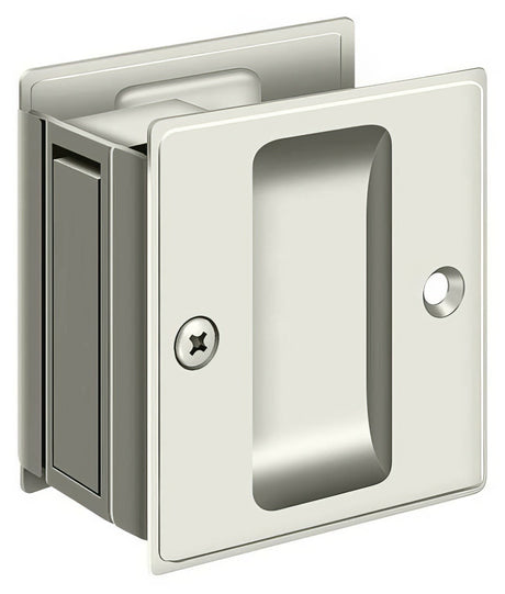 Deltana SDP25U14 passage pocket door lock in satin stainless, additional view
