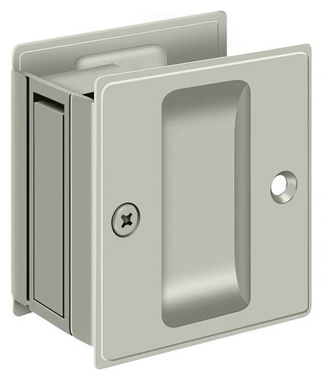 Deltana SDP25U15A passage pocket door lock in satin stainless, additional view