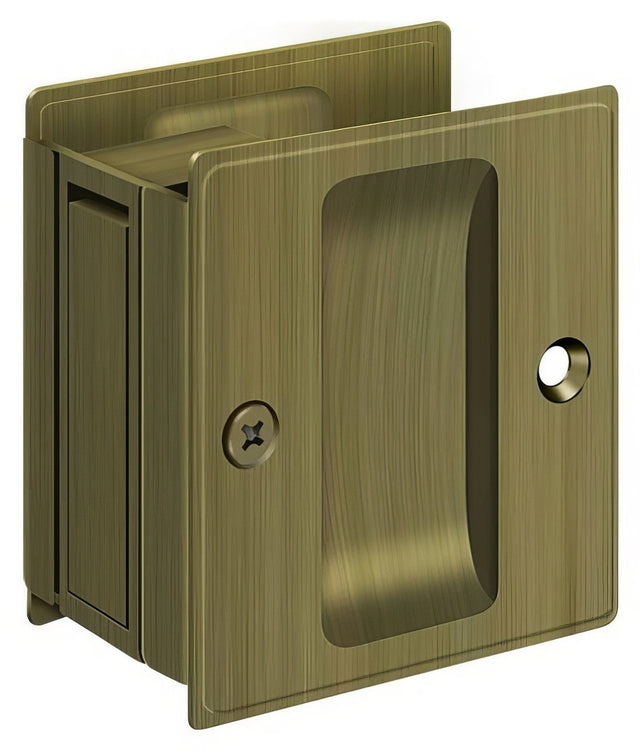 Deltana SDP25U5 antique brass passage pocket door lock
