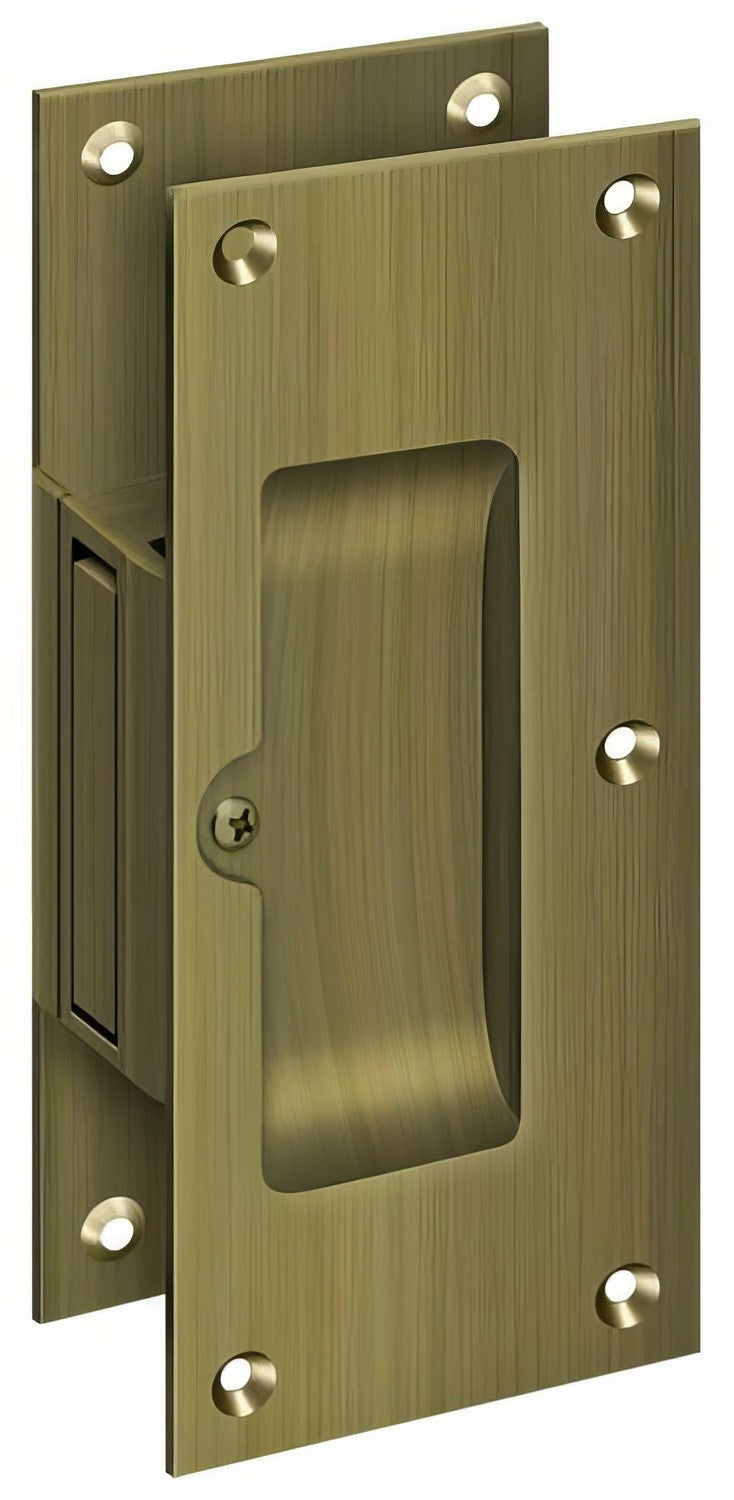 Deltana SDP60U5 antique brass passage pocket door lock