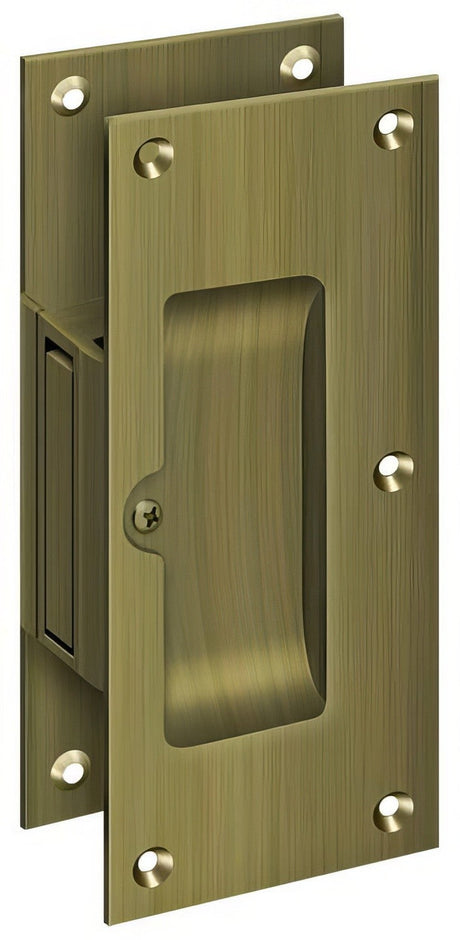 Deltana SDP60U5 antique brass passage pocket door lock