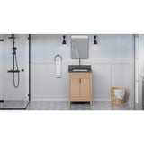 Jeffrey Alexander Theodora 24" Natural Oak Single Sink Bathroom Vanity with Grey Quartz Top - 8 in. Widespread Faucet Top