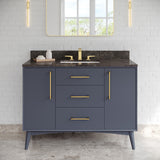 Jeffrey Alexander Dashwood Blue Steel Single Sink Bathroom Vanity with Grey Marble Top - 8 in. Widespread Faucet Top - VKITDAS48BSMGR