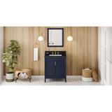 Jeffrey Alexander Theodora 30" Hale Blue Single Sink Bathroom Vanity with Black Granite Top - 8 in. Widespread Faucet Top
