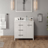 Jeffrey Alexander Katara 36" White Single Sink Bathroom Vanity with Calacatta Vienna Quartz Top - 8 in. Widespread Faucet Top product image 2