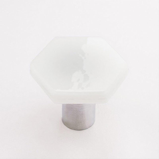 Sietto K-1700-PC Hexagon White Knob Polished Chrome
