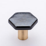 Sietto K-1702-SB Hexagon Irid Silve Black Knob Satin Brass