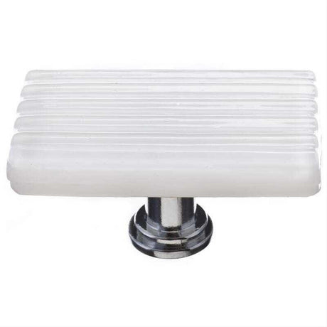 Sietto LK-800-PC Reed White Long Knob Polished Chrome