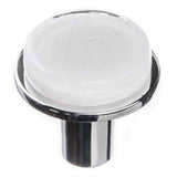 Sietto R-1300-PC Geomtric Round White Knob Polished Chrome