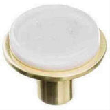 Sietto R-1300-SB Geomtric Round White Knob Satin Brass