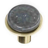 Sietto R-1301-SB Geomtric Round Slate Grey Knob Satin Brass