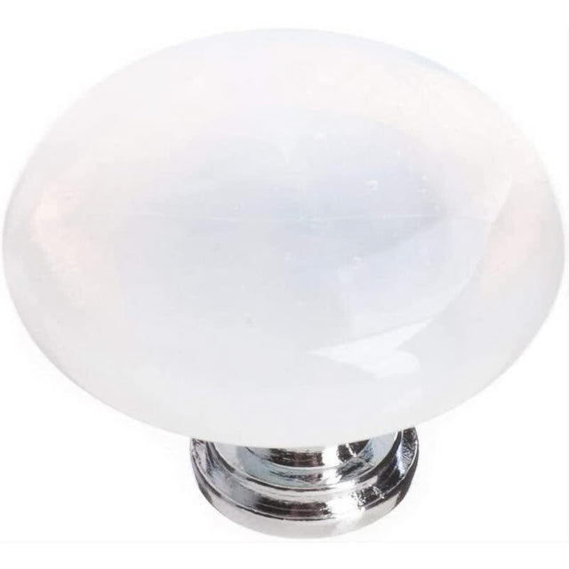 Sietto R-400-PC Cirrus White Round Knob Polished Chrome