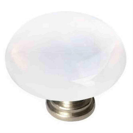 Sietto R-400-SN Cirrus White Round Knob Satin Nickel