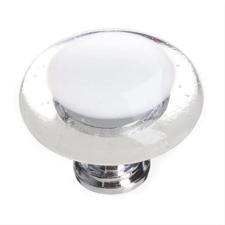 Sietto R-701-PC Reflective White Round Knob Polished Chrome