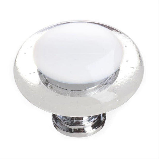 Sietto R-701-PC Reflective White Round Knob Polished Chrome