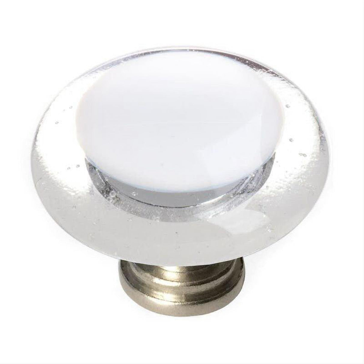Sietto R-701-SN Reflective White Round Knob Satin Nickel