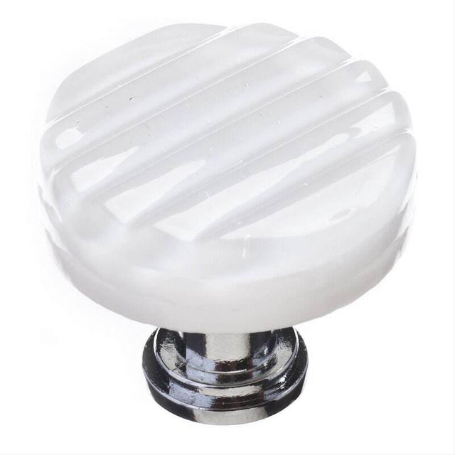 Sietto R-800-PC Reed White Round Knob Polished Chrome