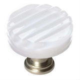 Sietto R-800-SN Reed White Round Knob Satin Nickel