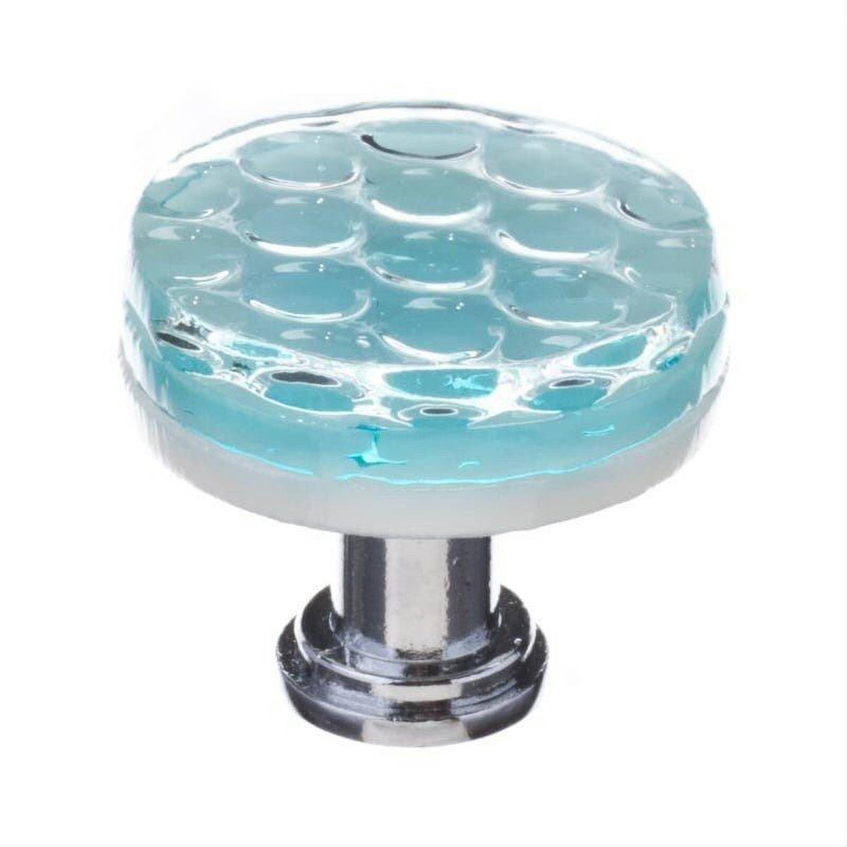 Sietto R-901-PC Honeycomb Light Aqua Round Knob Polished Chrome