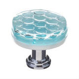 Sietto R-901-PC Honeycomb Light Aqua Round Knob Polished Chrome