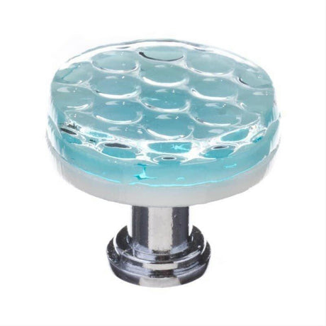 Sietto R-901-PC Honeycomb Light Aqua Round Knob Polished Chrome