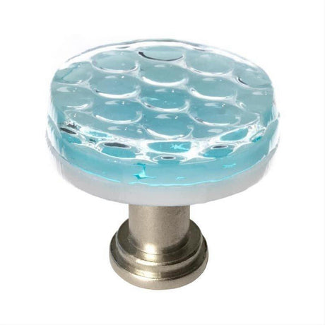 Sietto R-901-SN Honeycomb Light Aqua Round Knob Satin Nickel