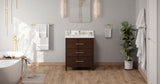 Jeffrey Alexander Katara 30" Dark Walnut Single Sink Bathroom Vanity with White Quartz Top - 8 in. Widespread Faucet Top - VKITKAT30DWWQR product image 6