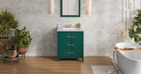 Jeffrey Alexander Katara 30" Green Single Sink Bathroom Vanity with White Carrara Marble Top - 8 in. Widespread Faucet Top product image 7