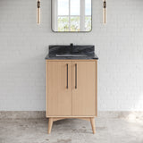 Jeffrey Alexander Dashwood Natural Oak Single Sink Bathroom Vanity with Grey Marble Top - Single-Hole Faucet Top - VKITDAS24NOMGR