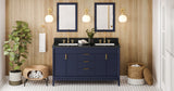 Jeffrey Alexander Theodora 60" Hale Blue Double Sink Bathroom Vanity with Black Granite Top - 8 in. Widespread Faucet Top product image 6