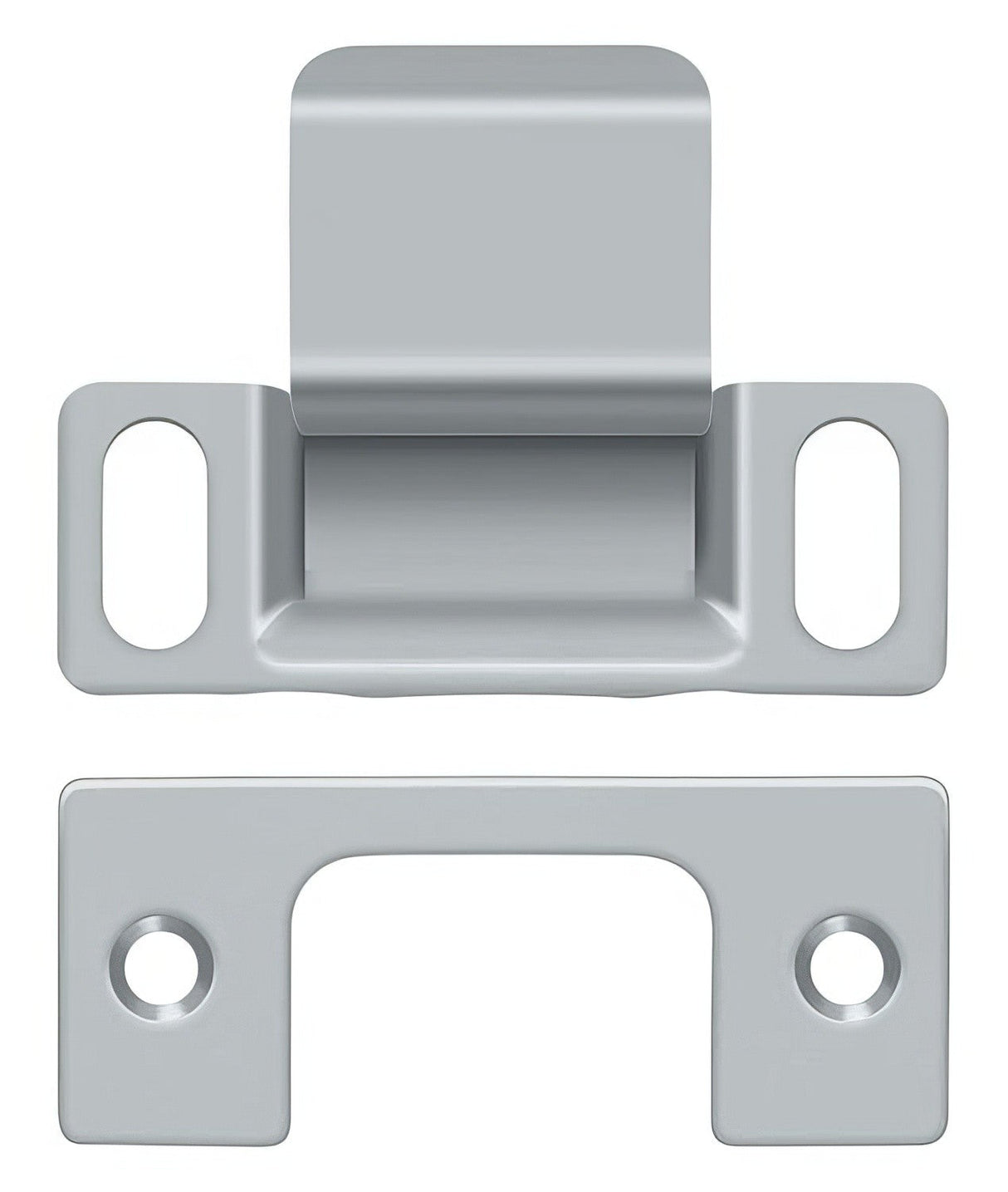 Deltana SP2751U26D dust cup strike plate in satin stainless, additional view