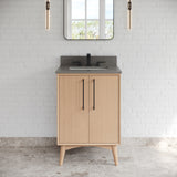 Jeffrey Alexander Dashwood Natural Oak Single Sink Bathroom Vanity with Grey Quartz Top - Single-Hole Faucet Top - VKITDAS24NOGQR