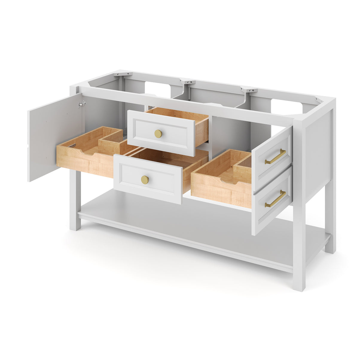Jeffrey Alexander Kipling 60" White Double Sink Bathroom Vanity with Grey Quartz Top - 8 in. Widespread Faucet Top product image 3