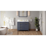 Jeffrey Alexander Katara 42" Blue Steel Single Sink Bathroom Vanity with White Quartz Top - 8 in. Widespread Faucet Top
