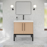 Jeffrey Alexander Tempest 36" Natural Oak Single Sink Bathroom Vanity with White Resin Top - Single-Hole Faucet Top - VKTEM36NOSQRE product image 2
