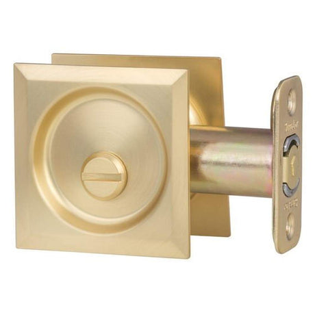 Sure-Loc DP-SQ02 SB satin brass privacy pocket door pull