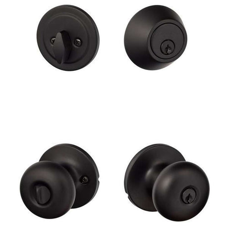 Sure-Loc DU107/DB201 FBL flat black keyed entry knob and deadbolt