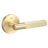 Sure-Loc Hardware Sure-Loc AP100-RD SB GRIP-SKN SB-GRIP-SKN Straight Knurled Grip Dummy Door Lever with Aspra Round Rosette Satin Brass