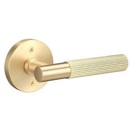 Sure-Loc Hardware Sure-Loc AP100-RD SB GRIP-SKN SB-GRIP-SKN Straight Knurled Grip Dummy Door Lever with Aspra Round Rosette Satin Brass