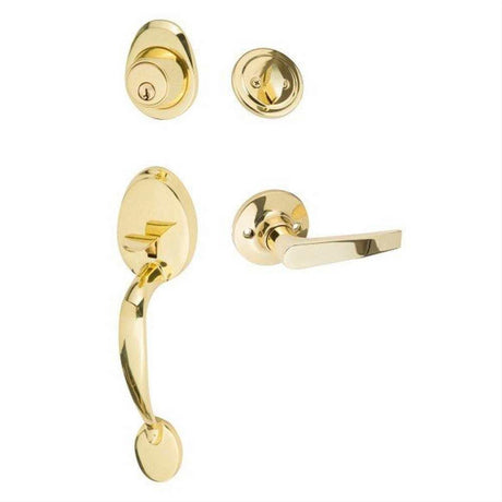 Sure-Loc Hardware Sure-Loc AT507-CD 3 Alta Handleset with Cedar Handleset Trim Polished Brass