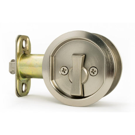 Sure-Loc Hardware Sure-Loc DP-R02 15 Round Pocket Door Pull-Privacy Satin Nickel