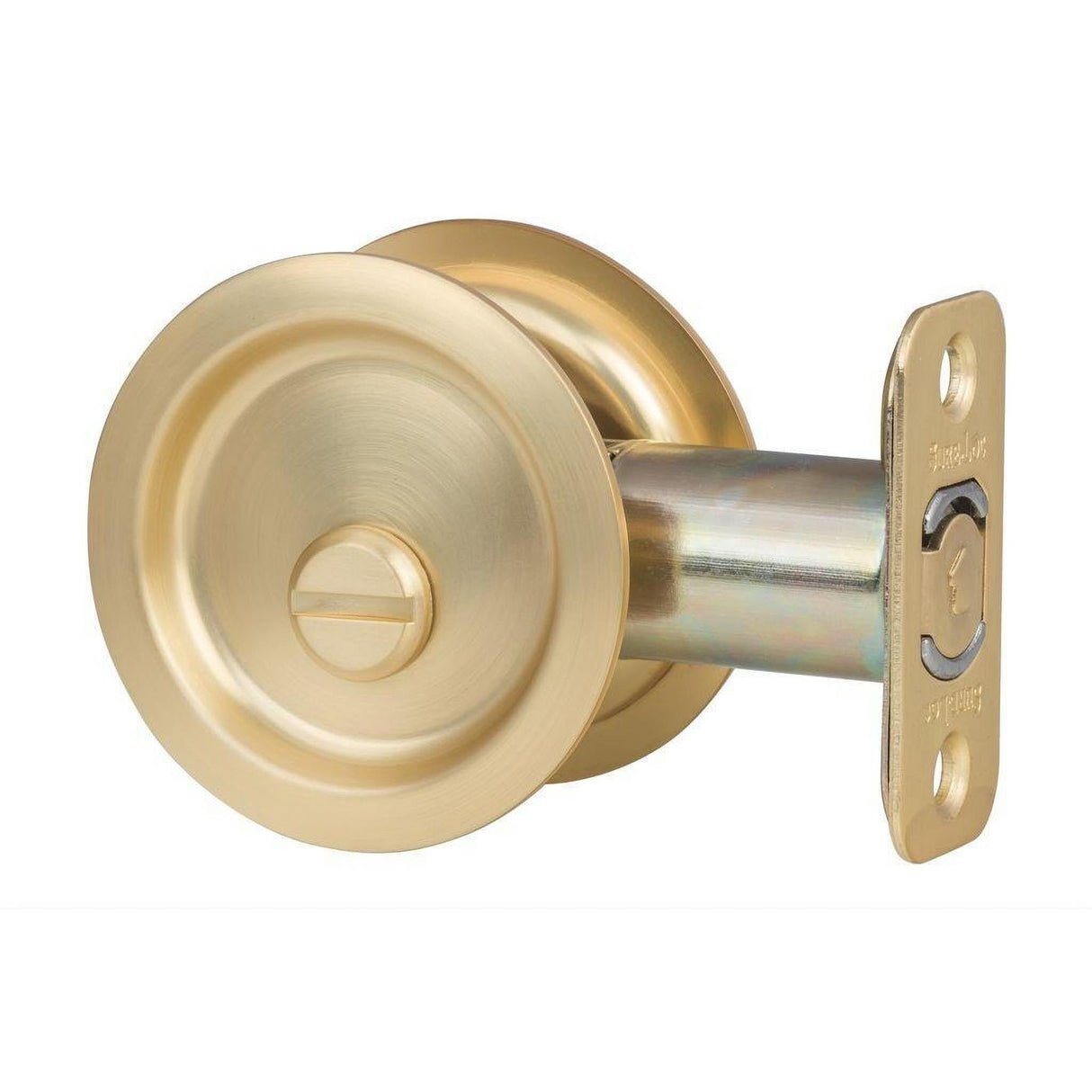 Sure-Loc Hardware Sure-Loc DP-R02 SB Round Pocket Door Pull-Privacy Satin Brass