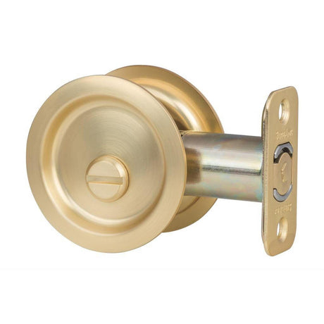Sure-Loc Hardware Sure-Loc DP-R02 SB Round Pocket Door Pull-Privacy Satin Brass