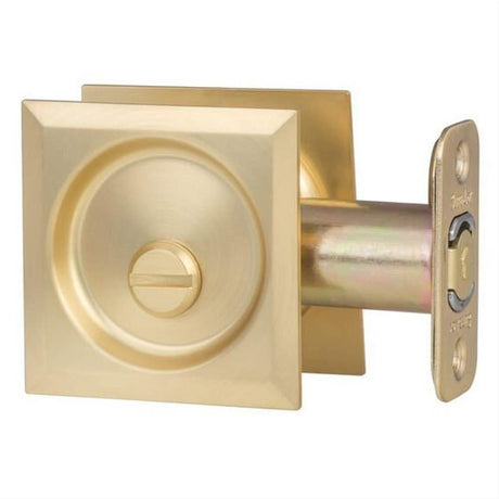 Sure-Loc Hardware Sure-Loc DP-SQ02 SB Square Privacy Pocket Door Pull Satin Brass