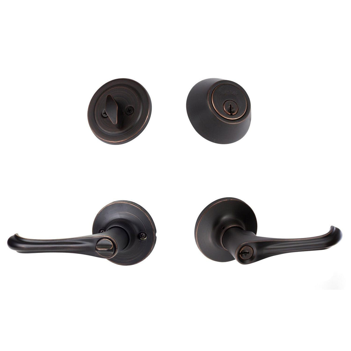 Sure-Loc Hardware Sure-Loc HA107/DB201 11P Helena Keyed Entry Lever and Deadbolt Vintage Bronze