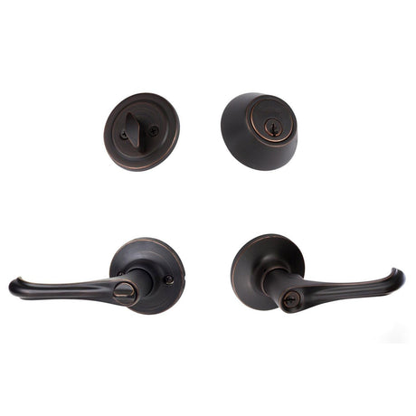 Sure-Loc Hardware Sure-Loc HA107/DB201 11P Helena Keyed Entry Lever and Deadbolt Vintage Bronze