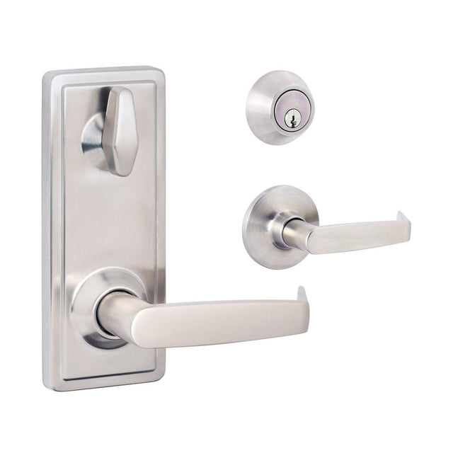 Sure-Loc Hardware Sure-Loc IN301-CDR 32D Interconnect Lock Single Cylinder Deadbolt and Jackson Passage Door Lever Satin Chrome