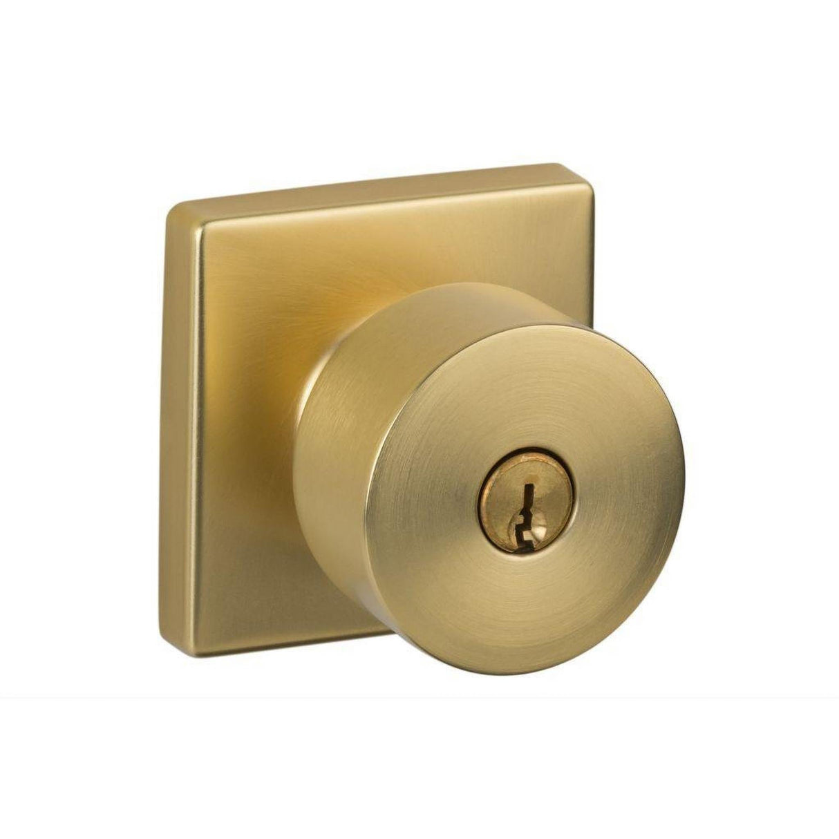 Sure-Loc Hardware Sure-Loc Modern BG107-SQ SB Modern Series Bergen Square Keyed Entry Knobset Satin Brass