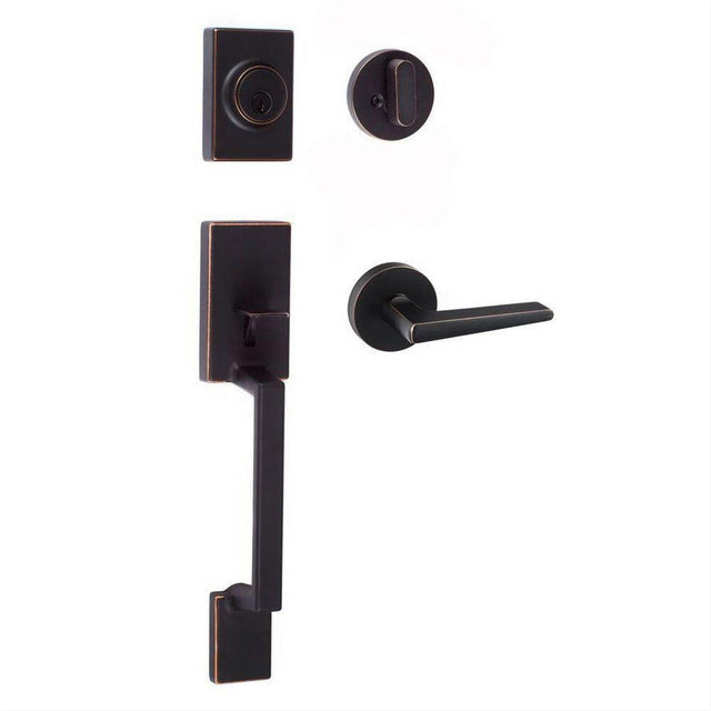Sure-Loc Hardware Sure-Loc SH507-R-BS-RD 11P Stockholm Handleset with Basel Round Handleset Trim Vintage Bronze