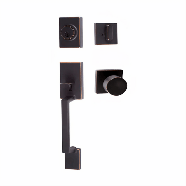 Sure-Loc Hardware Sure-Loc SH507-S-BG-SQ 11P Stockholm Handleset with Bergen Square Handleset Trim Vintage Bronze